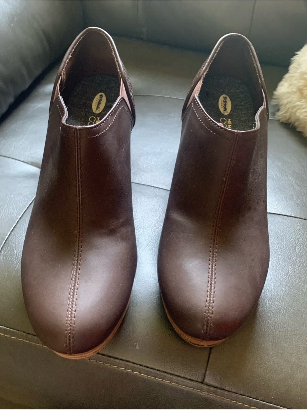 Dr. Scholl's Brown Leather Clog Mules